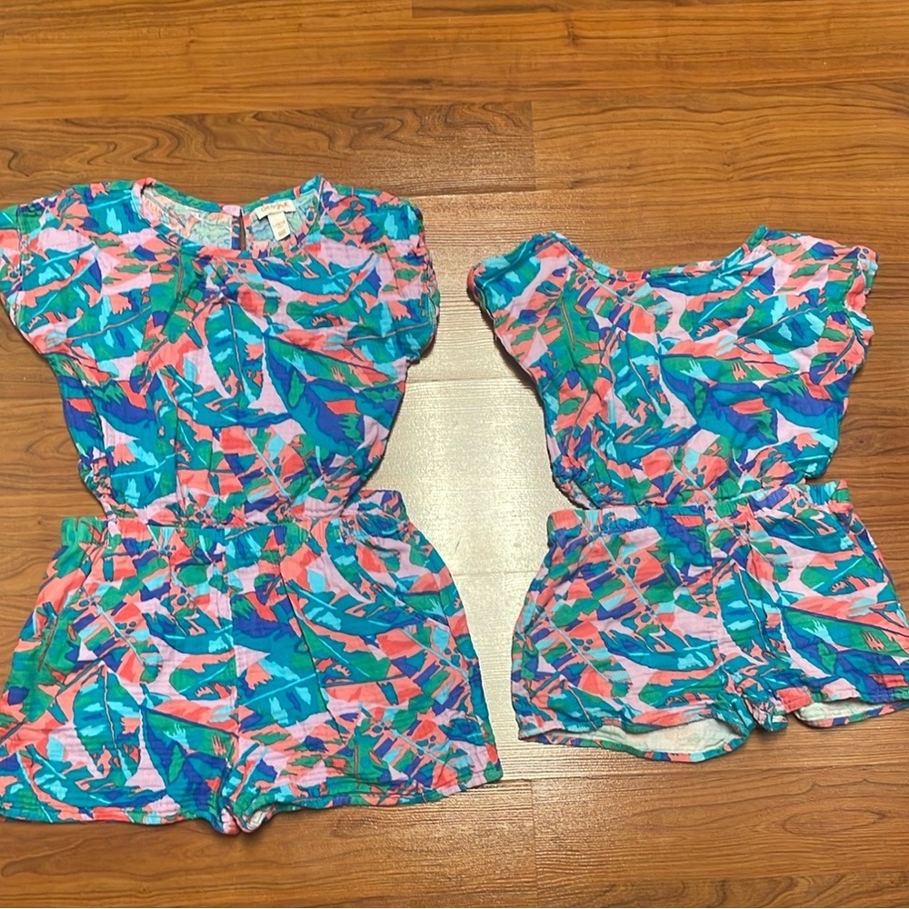 Cat & Jack Girls matching Spring/Summer romper outfits size XS & Large